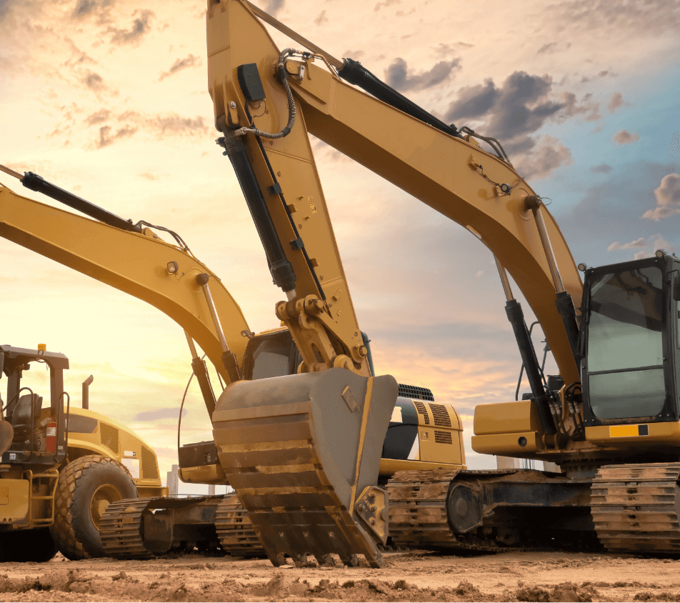 two excavators lined up